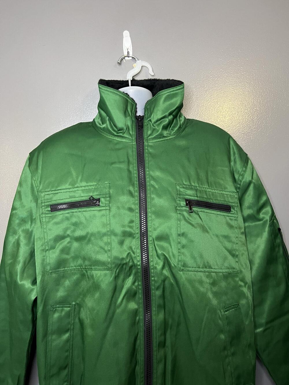 Mascot Jacket Mens Large Green Black Alaska Bomber Faux Fur Lined 00516-620-03